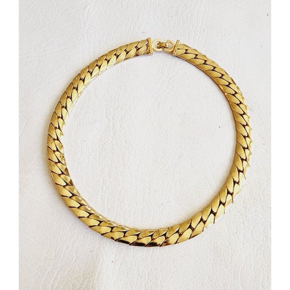 Christian Dior Vintage Cuban Link Choker Necklace HTF 16" 9mmm Wide - Picture 2 of 9